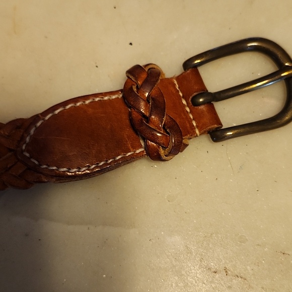 ECHO Made In Turkey Brown Leather Braided Belt - Picture 3 of 16